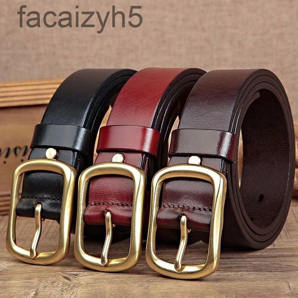 

belts designer belt[]two layer leather leisure men's belt brass japanese buckle beltjgqv, Black;brown