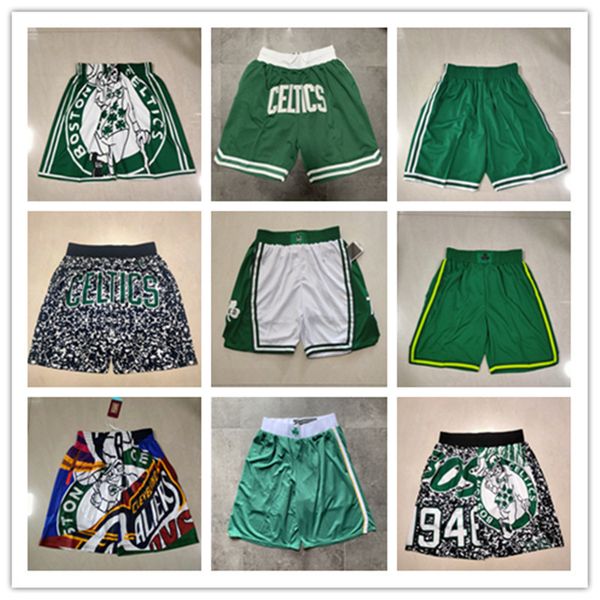 

boston''celtics''men throwback basketball shorts pocket red white, Black