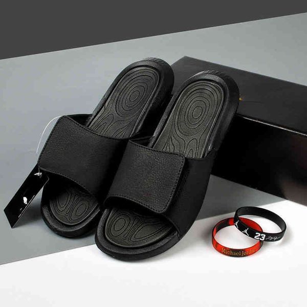

slipper selling men's and women's slippers sports brand aj flying man pattern fashion velcro sandals beach flip flop shoes, Black