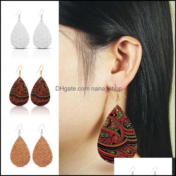 

dangle chandelier earrings jewelry leather earring bohemian summer nation oval water drop simple for women girl fash dh3h6, Silver