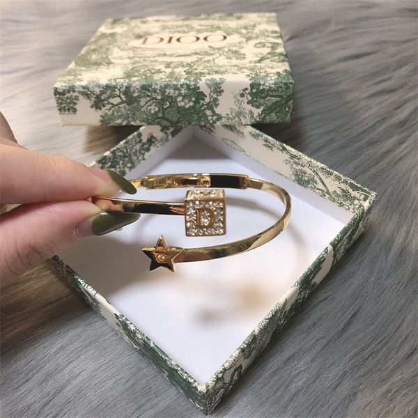 

80% off online store new fashion diamond screen letter simple net red street clap open bracelet, Black