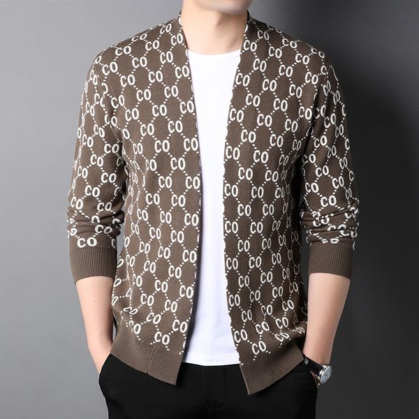 

mlshp spring autumn men cardigan sweaters luxury knitted business casual korean mens jackets coat letter jacquard male sweater, White;black