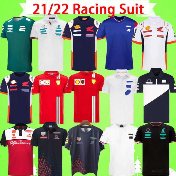 

21 22 f1 formula one racing suit car team factory uniforms polo short-sleeved t-shirts men 2021 2022 summer jersey s-5xl thai quality shirts, Black;blue