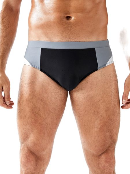 

men color block swim brief k45a#