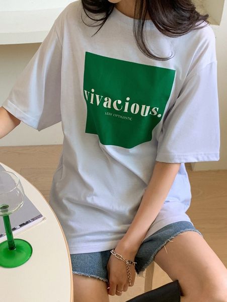 

dazy slogan graphic drop shoulder tee n2hk#, White