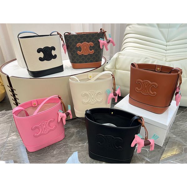 

designer bags 2022 new triumphal arch bucket leather women's old flower single shoulder messenger bag