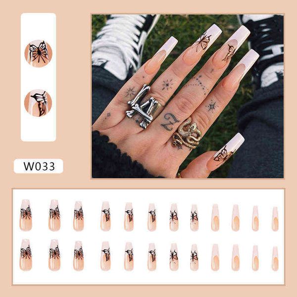 

false nails french european and american long ballet butterfly manicure finished patch press on 0616, Red;gold