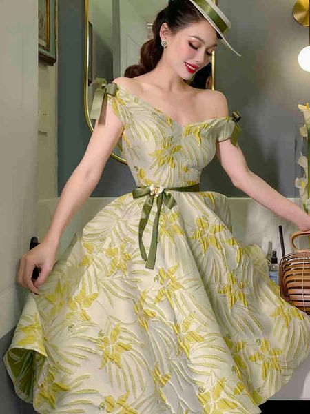 

casual dresses vintage original big flower white turquoise off shoulder jacquard swing dress 7jeq, Black;gray