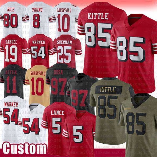 

olive salute to service george kittle trey lance jersey nick bosa fred warner deebo samuel sherman jimmy garoppolo montana brandon, Black