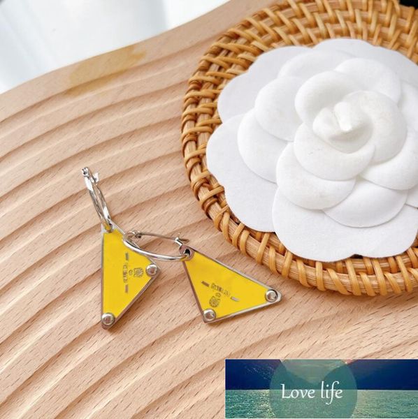 

fashion inverted triangle logo yellow dangle earrings all-match earrings european and american geometric popular, Silver