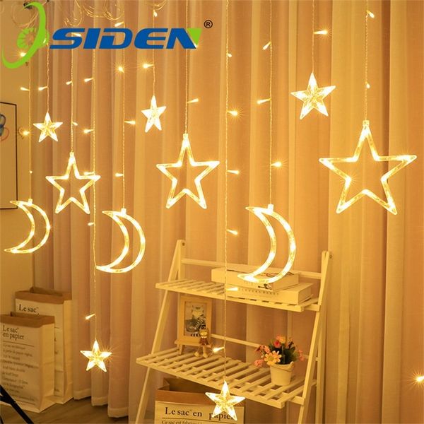 Star Moon Led Curtain Garland String Lights Icicle 4M 220V Lampada da esterno per Bar Camera da letto Wedding Party Garden Window Mall Decor 220408