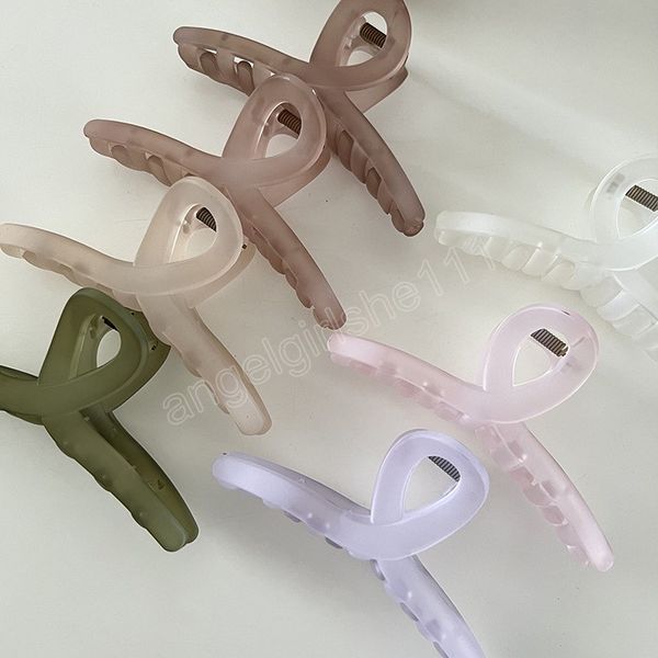 

woman cross frosted translucent hair claw big barrettes fashion girl grace wash face hair clips korean style hairpins, Slivery;white