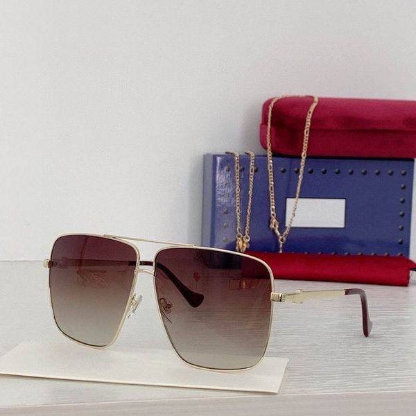 

2022 women men sunglasses silver metal thin frame brown gradient color big square lenses available with box, White;black