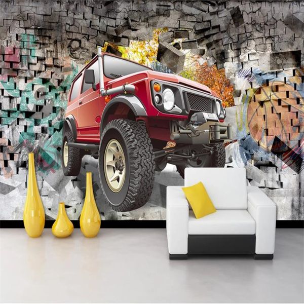 Papel de parede 3D personalizado pael de pareda fundo de carro decoração pintura sala de estar sofá tv backdrop wall papers home decor mural