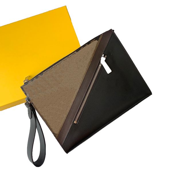 

fashion 5a clutch bags brown genuine leather wallets with handle men luxury handbags purse zipper wallets mobile phone pouch