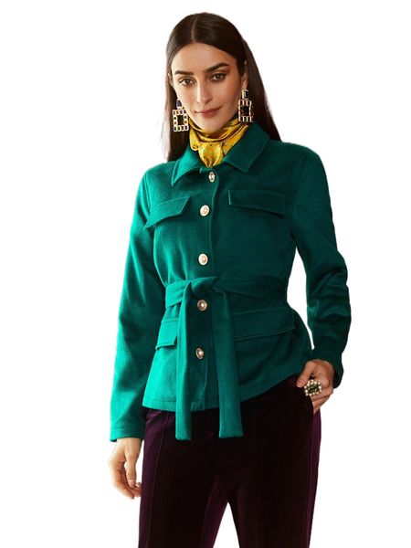 

wool blend fitted belted overcoat a3y9#, Black