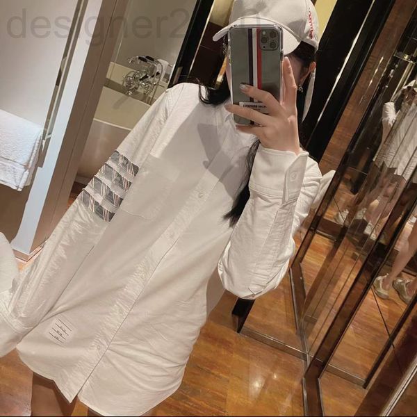 

women's polos designer tom 2021 autumn and winter new couple's hairline four bar long sleeve tb shirt coat men's women's, White