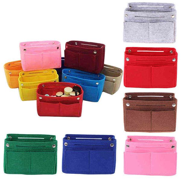 

draagbare cosmetische zakken nooit volledige make opbergtas vilt doek voeringzak reizen insert reistas in bag tas 8 kleuren 220611