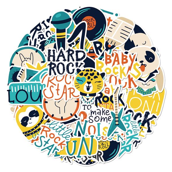 

50 pcs graffiti car stickers hard rock roll for skateboard baby scrapbooking pencil case diary phone lapplanner decoration book album kids t