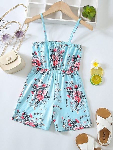 

toddler girl floral print cami jumpsuit she, Blue