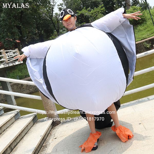 Traje inflável do pinguim do traje da boneca da mascote para as mulheres homens adultos do vestido do carnaval do carnaval do carnaval do animal do dia das bruxas