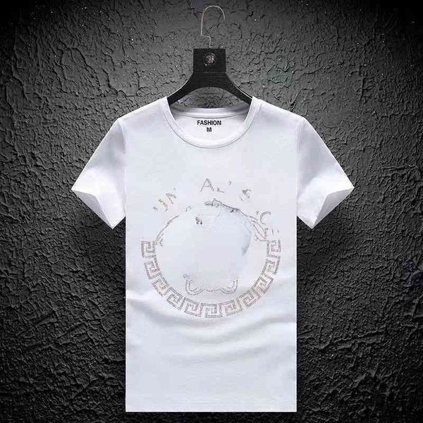 

medusa diamond designer t-shirt short sleeve men's net red social spirit guy large half designer white t shirt shirts for scoop neck me, White;black