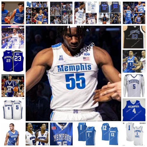 

custom memphi tigers basketball college jersey sam onu jalen duren emoni bates 0 earl timberlake 20 josh minott 4 chandler lawson johnathan, Black