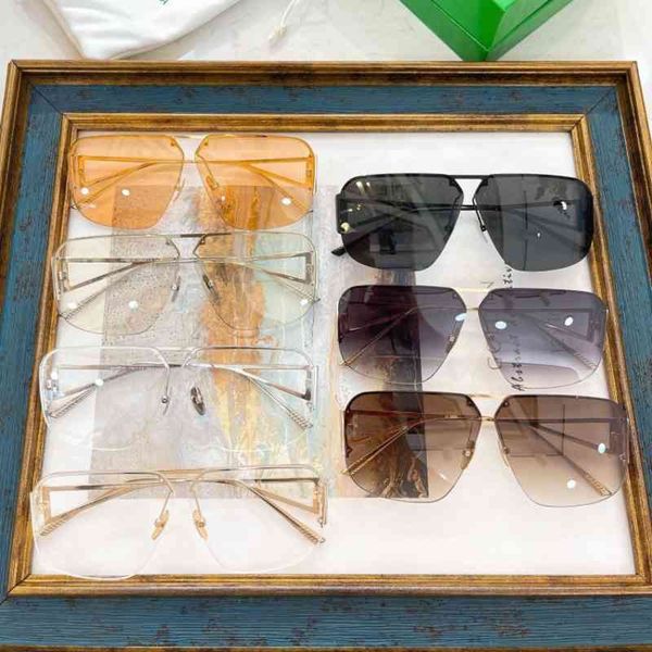 

sunglasses metal half frame sunglasses ins fashion same flat lens women's trend bv1065 b8az, White;black