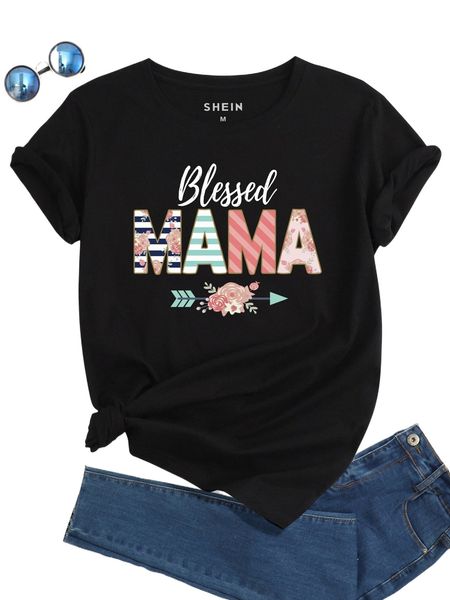 

letter graphic & floral print tee c4jr#, White