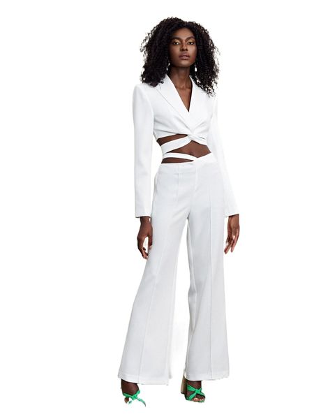 

cut out waist flare leg pants f0da#, Black;white