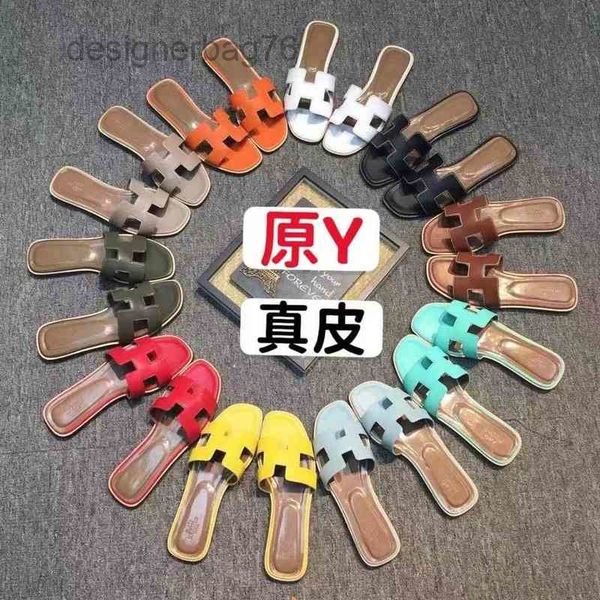 

sandals designer herme oran slippers women ladies luxury slippers shoes h leather women's summer sheep pattern sheepskin one line casua, Black