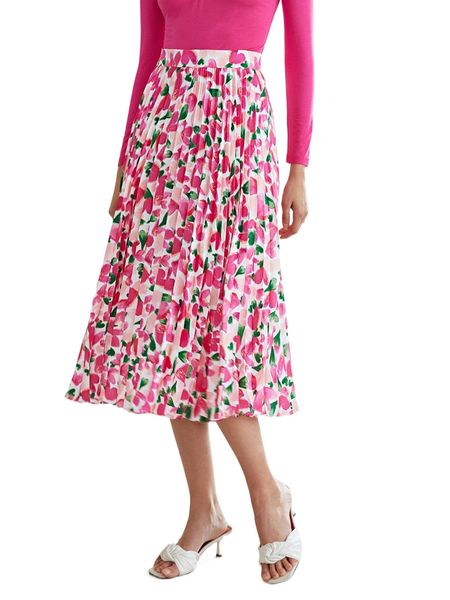 

motf premium heart printed pleated skirt z95a#, Black