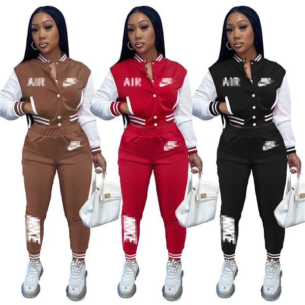 Atacado Mulheres Designer Ruos de Designer 2022 Calças de Manga Longa Uniforme Conjunto de Two Duas Pedancos Principal Impressão da Moda Baseball K148