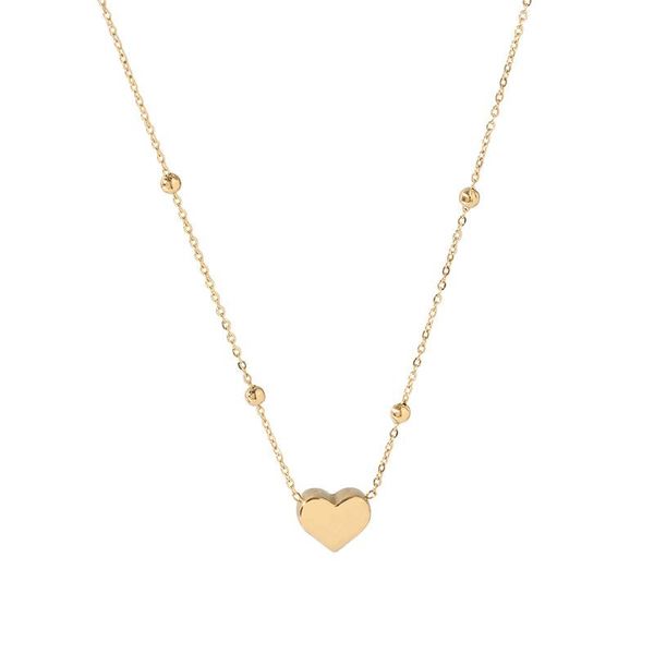 

pendant necklaces simple love heart necklace for women gold bead chain femme luxur neck jewelry&accessories birthday gift, Silver