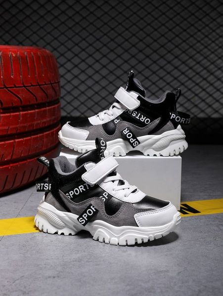 

boys colorblock letter graphic sneakers she, Black