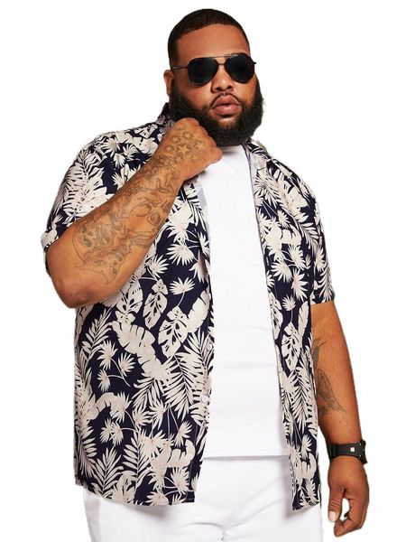 

extended sizes men tropical print shirt without tee s46i#, White;black