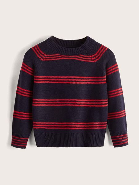 

toddler boys striped pattern raglan sleeve sweater she, Blue