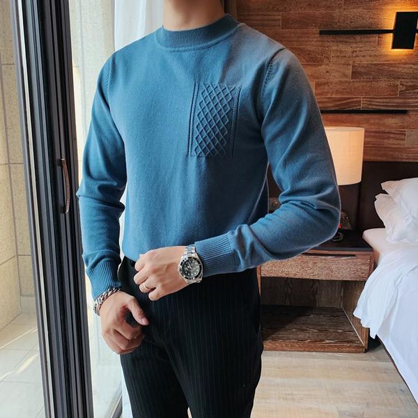 Sweaters masculinos estilo britânico Autumn Winter Slave Long Slaves Sweater Sweater Men Clothes 2022 Slim Fit Casual Streetwear