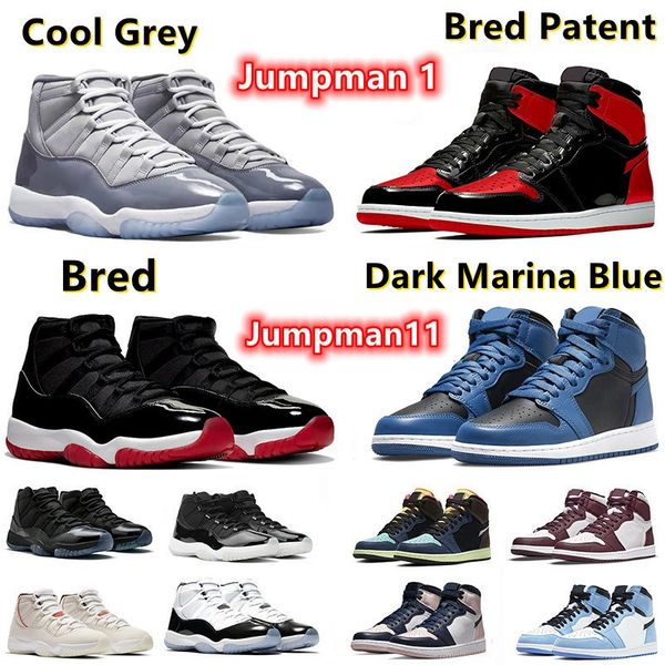 

shoes bred patent jumpman 1 11 og high cool grey basketball bordeaux ts university dark marina blue mocha bio hack 11s pure violet bred men