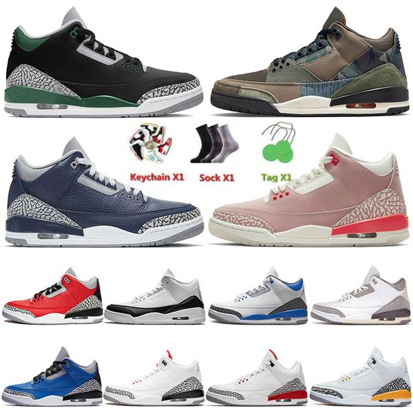 

2022 with socks pine green jumpman 3 3s mens womens jorden basketball shoes patchwork racer blue rust pink midnight navy georgetown sports t