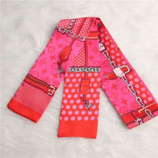 

designer silk head lvp scarf europe america tarot brand chic small silk spring and autumn hair band binding bag handle ribbon scarf decorati, Blue;gray