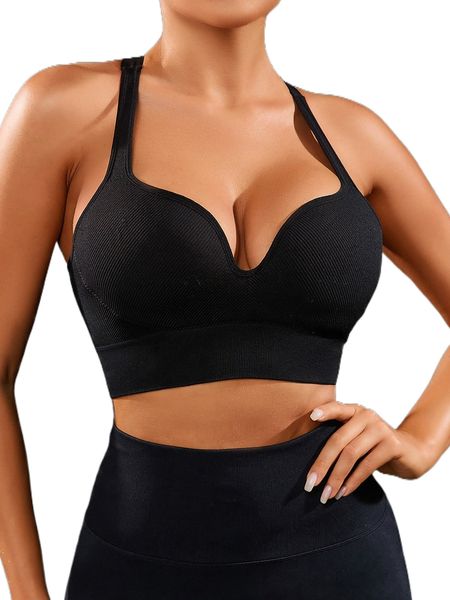 

crisscross back sports bra j30s#, Gray