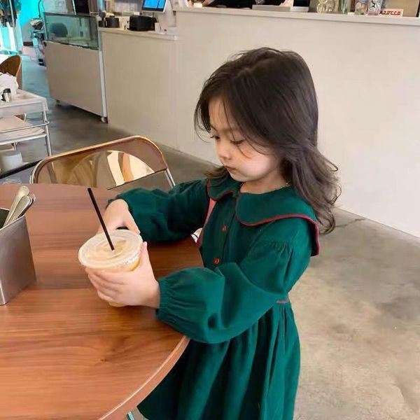 

dress full sleeve knee length pullover a-line print regular cotton fashion simple sweet spring autumn children girls, Red;yellow