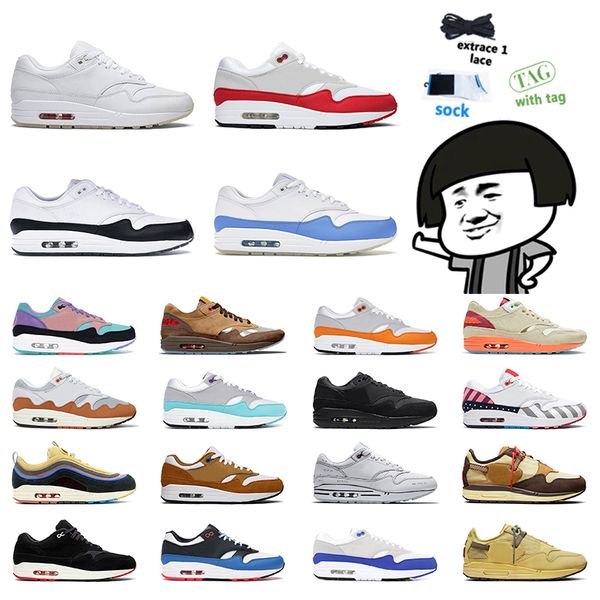 

2022 new running shoes 1s man and woman anniversary noise aqua monarch sean wotherspoon dark teal green have a nice day