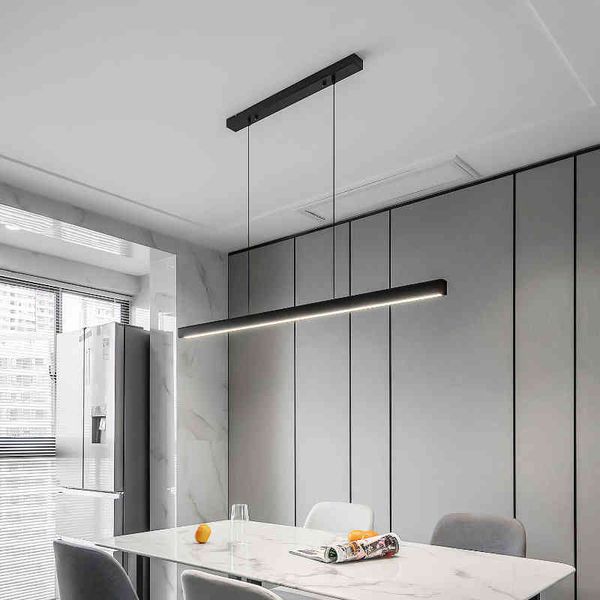 

pendant lamps minimalist black restaurant chandelier intelligent dimming all copper creative strip nordic modern bar office chandelier