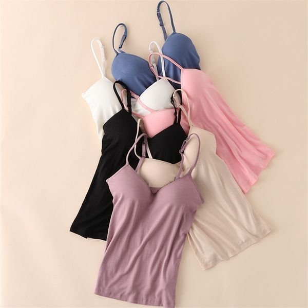 

women padded bra spaghetti strap v neck vest cami tank shirt blouse 220607, White