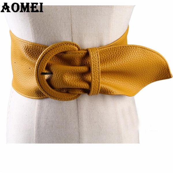 

women fashion wide leather belts for dresses blouse buckle ladies western trending design black yellow red camel long belt 211012330g, Black;brown