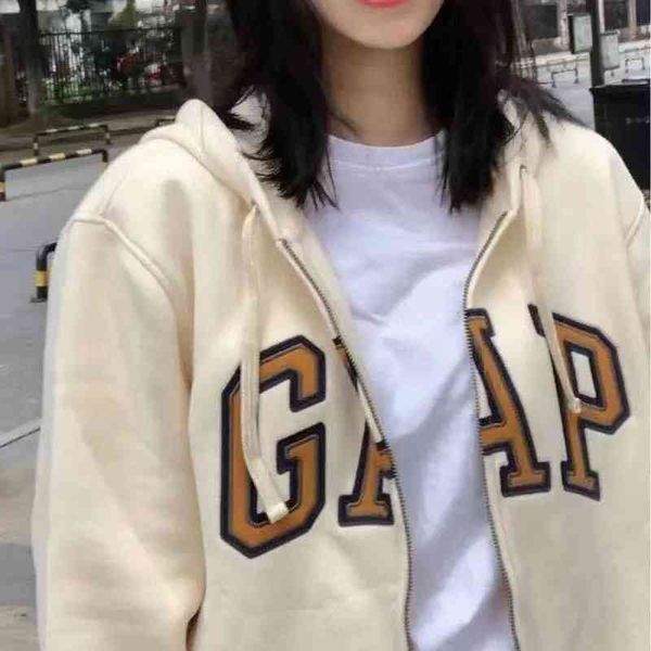 

factory outlet brand hoodie 100% cotton gap sweater women's 2021 new fashion ins spring and autumn student car 0y99, Black
