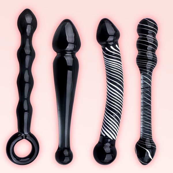 SCHWARZER Kristallstab Glas Analdildo sexy Spielzeug Butt Plug Penis für Frau Männer Massagegerät Gay Adult Produkt Masturbation