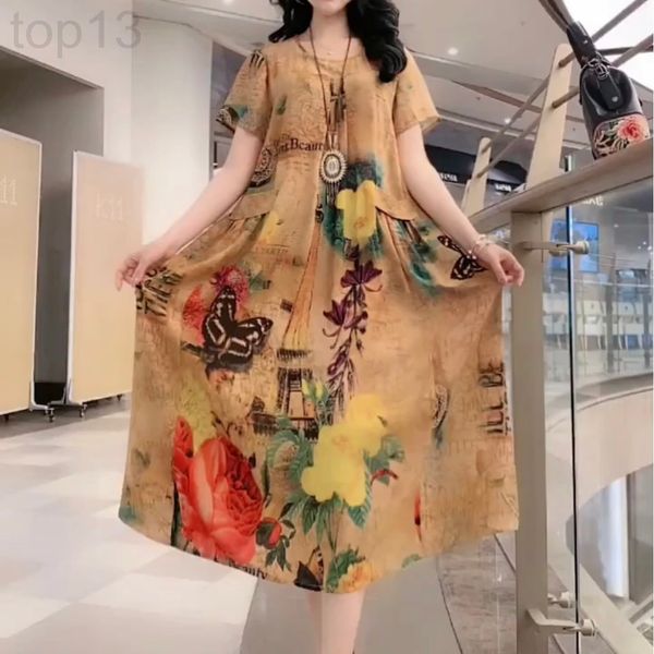 

casual dresses designer your lady's temperament net red dress 2021 summer new women's print large loose fashion slim long skirt wo, Black;gray